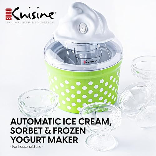 Miniatura 2 de Euro Cuisine Máquina para hacer helados, sorbete y yogur congelado, máquina para hacer helado casera y servir suave con 4 tazas de vidrio, cuenco