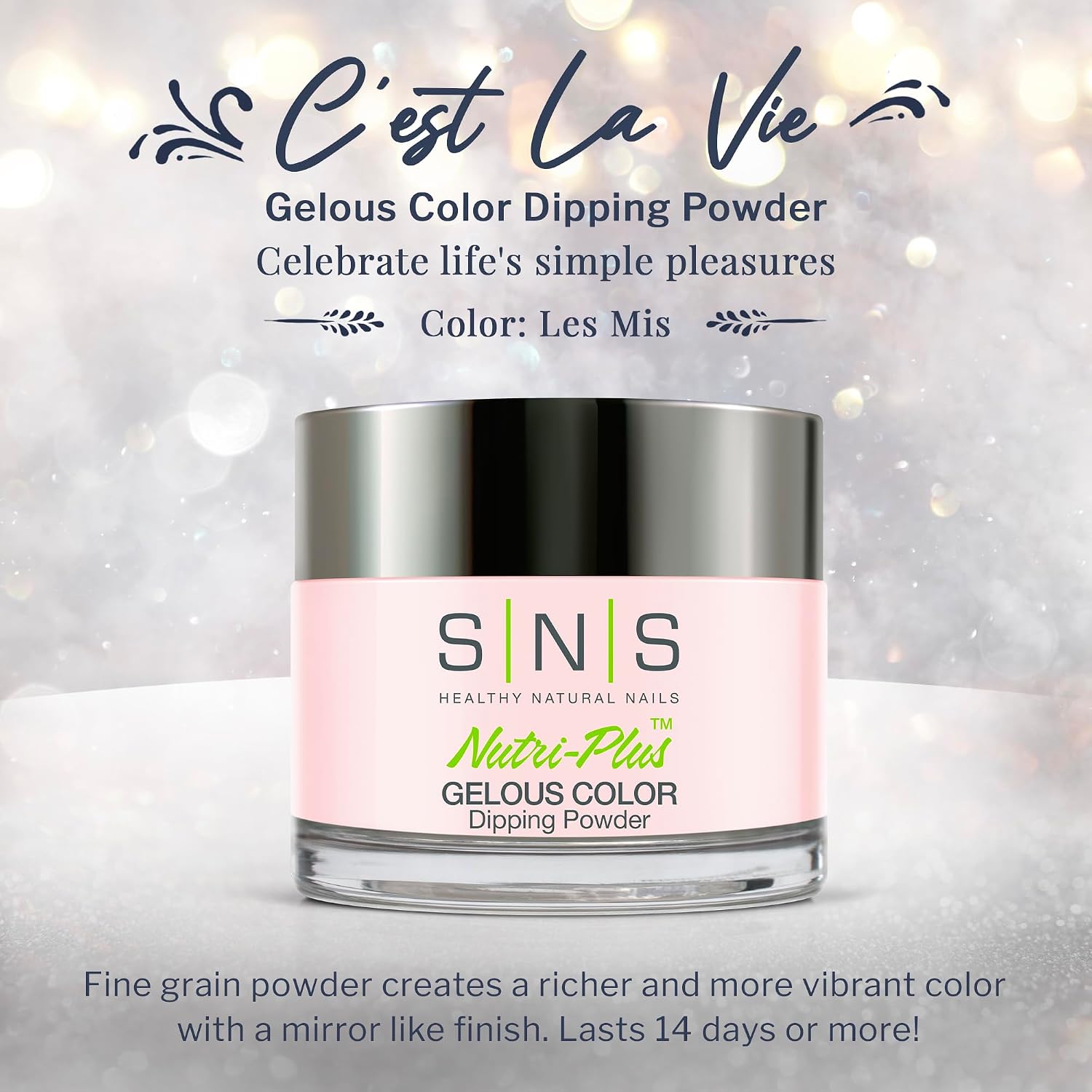 SNS Nail Dip Powder, Gelous Color Dipping Powder - Les Mis (White Natural Nudes/Pastel, Cream) - Long-Lasting Dip Nail Color Lasts 14 Days - Low-Odor & No UV Lamp Required - 1 OZ