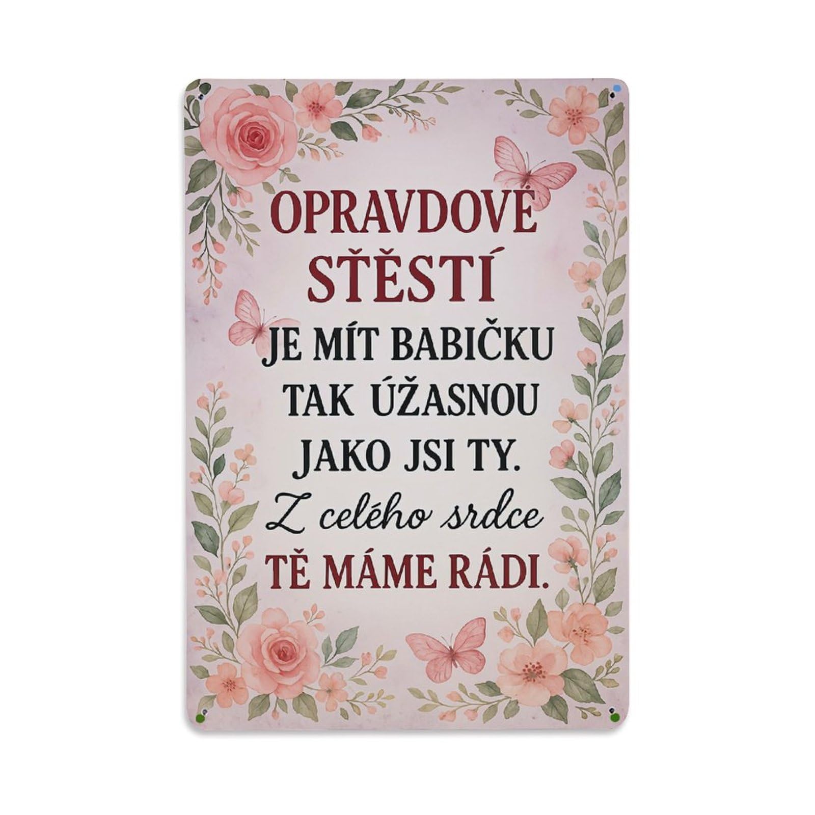 Floral Pattern With Butterflies And Roses Retro Metal Tin Sign, Vintage Decor Art Poster for Bar, Home, Man Cave, Kitchen, Laundry Room Gift 8x12Inch