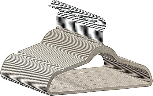 Perchas de terciopelo de alta calidad, paquete de 50 perchas antideslizantes para trajes, ganchos giratorios de 360 grados y perfil delgado para