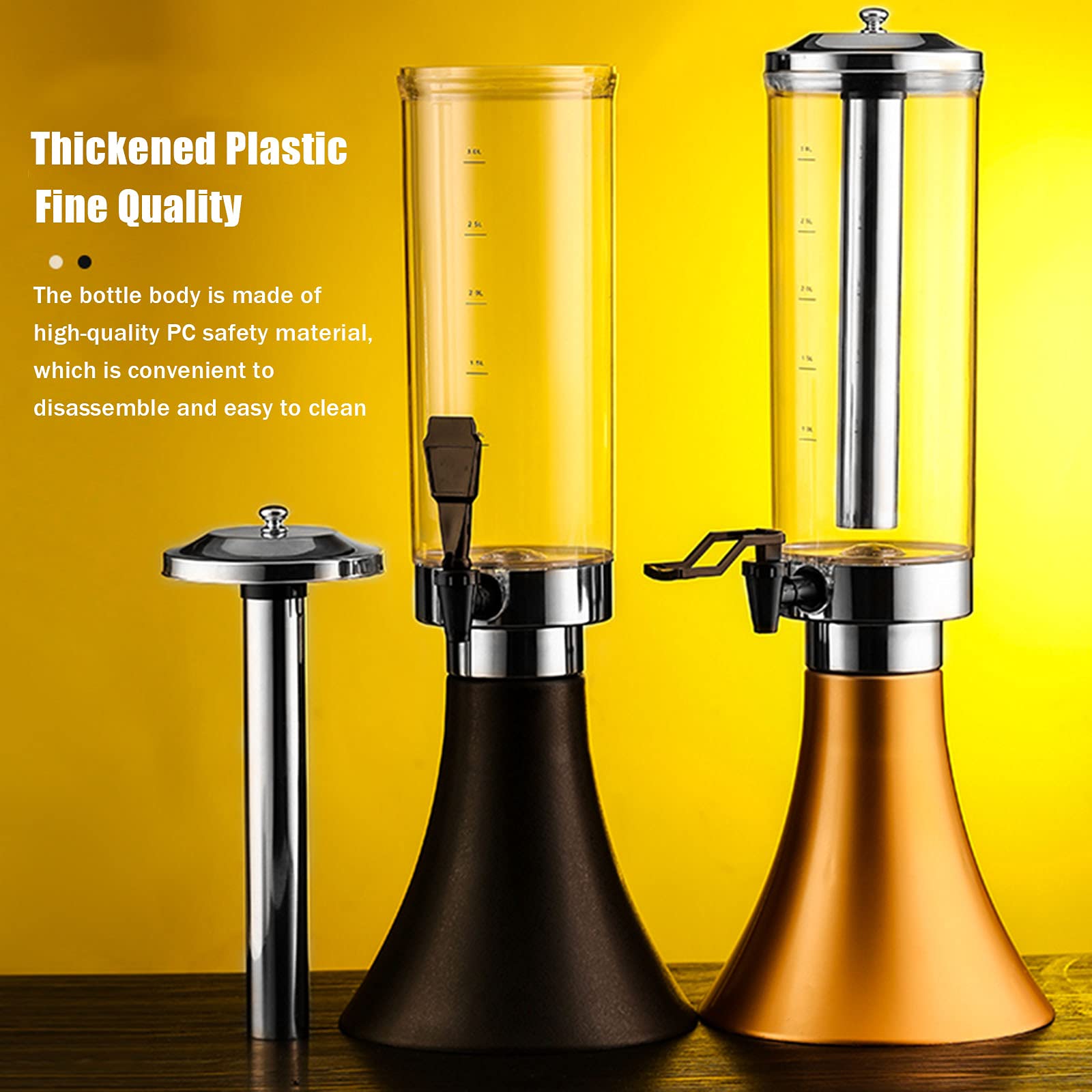 Torre De La Cerveza Dispensador De Jugo De Bebidas con Carámbanos De Acero Inoxidable Y Escala para Bar Party Restaurant KTV Barbecue Restaurant (3L / 3.17Qt),D