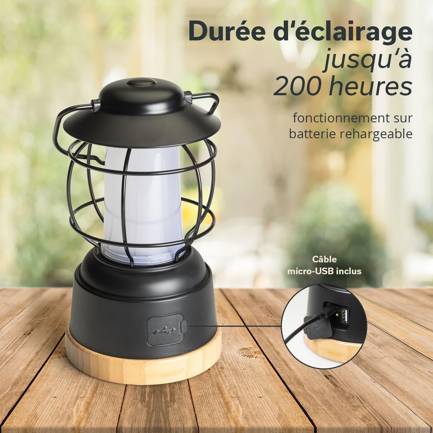 Skandika Lampe LED Kiruna | Lampe de Camping rétro Outdoor avec powerbank, intensité réglable, sans Fil, Batterie, Rechargeable, USB, Blanc Chaud et Froid, 75h d'éclairage