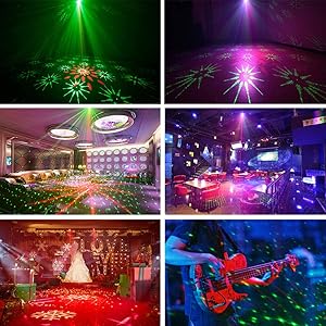 Party Lights Dj Disco Lights, Strobe Stage Light Sound Activated Laser Llights Projector with Remote Control for Parties Bar Birthday Wedding Holiday Event Live Show Xmas Decorations Lights