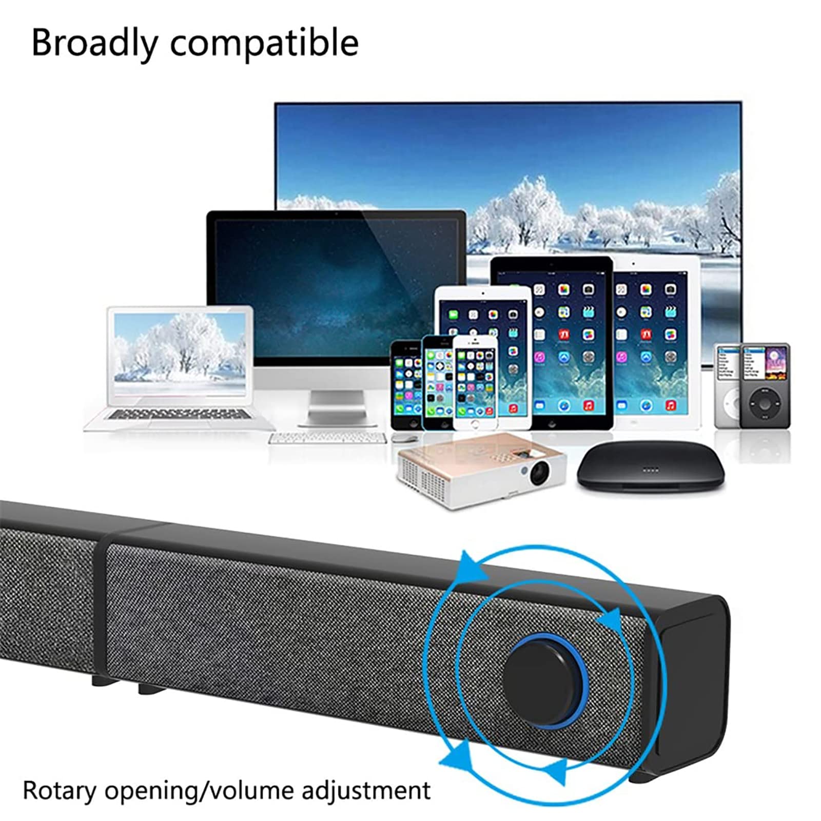 NGARY Barra De Sonido Desmontable, Altavoz De TV con Control Remoto, Altavoz Estéreo Bluetooth, Altavoces Estéreo De Rango Completo, Métodos De Conexión Dual, para TV PC Teléfono Inteligente