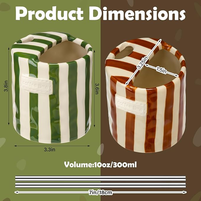 2 Pack Taza de Café Cerámica con Sorbete y Agujero para Beber 10oz miniatura 3