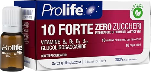 Prolife - 10 Forte, Integratore con 10 Miliardi di Probiotici per Flaconcino, Senza Zuccheri, Contiene Stevia, 10 Flaconcini da 8 ml Generico - integratore