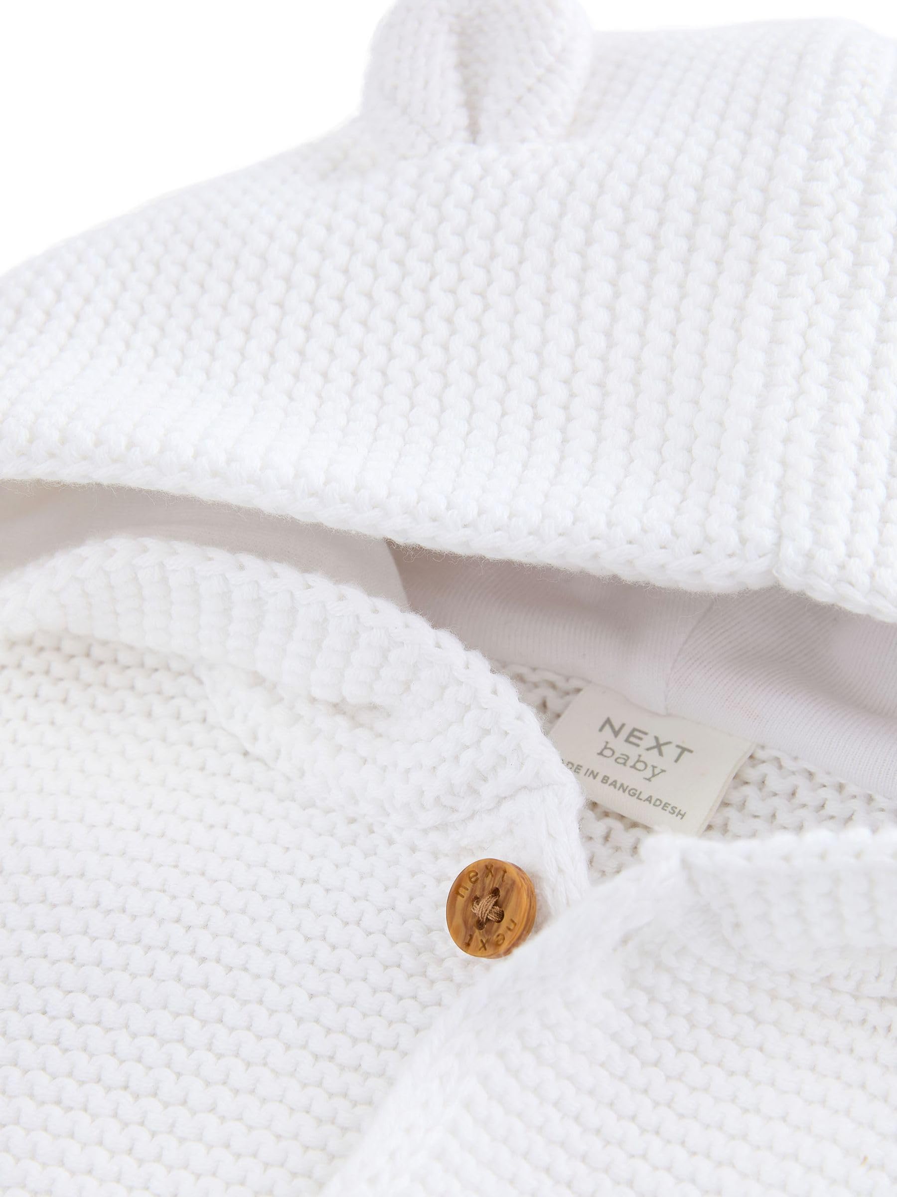 NEXT Unisex Bambino Cardigan in Maglia con Cappuccio per Neonati Bianco 6 Mesi-9 Mesi