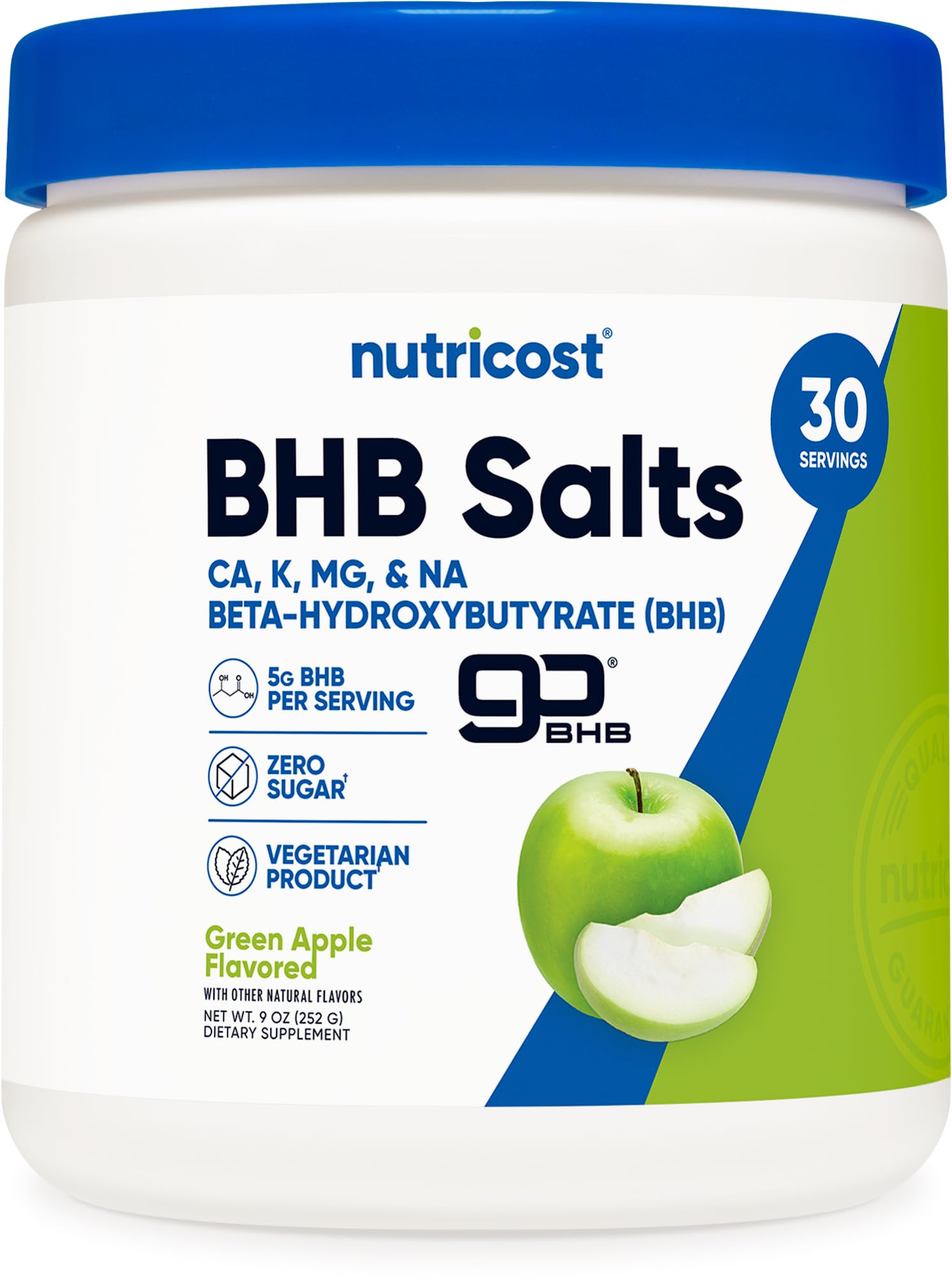 Nutricost BHB Salts Drink Mix (30 Servings, Green Apple Flavored) (5G BHB Per Serving) - 0G Total Sugars, Vegetarian Product