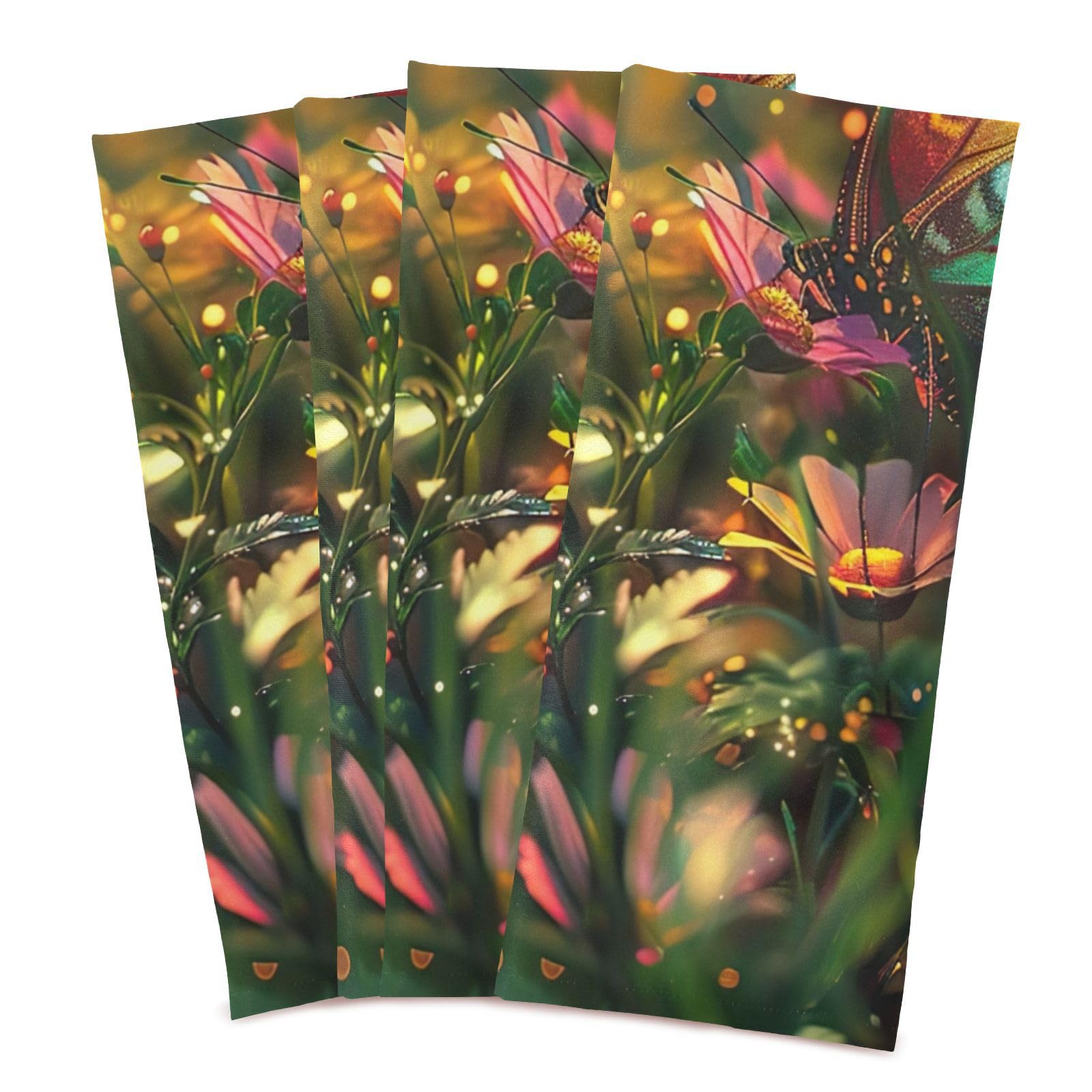 ODAWA Colorful Butterfly Flowers4 Dish Towels Soft Reusable Cleaning Bar and Tea Towels Decoration Hand Towels, Set of 6