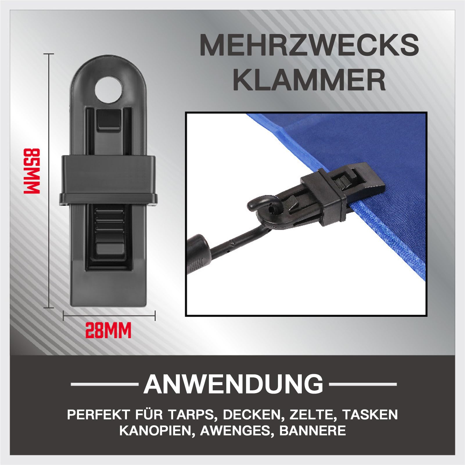 30 sztuk gumek napinających z haczykami, ekspandery z haczykami, guma napinająca, dostępne w czterech długościach, w wielu kolorach, wyjątkowo wytrzymałe i wytrzymałe, do namiotu, bagażu lub ogrodu (4
