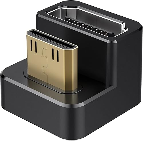 AGVEE Paquete de 1 adaptador mini HDMI macho a HDMI hembra en ángulo de 180 grados, en forma de U 4K 60HZ, convertidor de conector extensor para