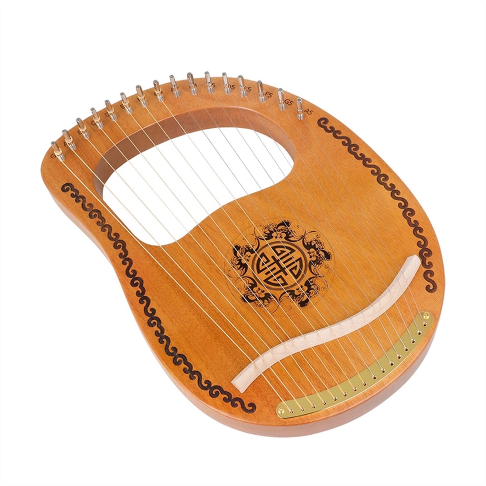 FLFL Tragbare Harfe 16 Saiten Lyre Harp Mahagoni-Body-String-Instrumenten-Körperinstrument Mit Tuning-Schlüssel