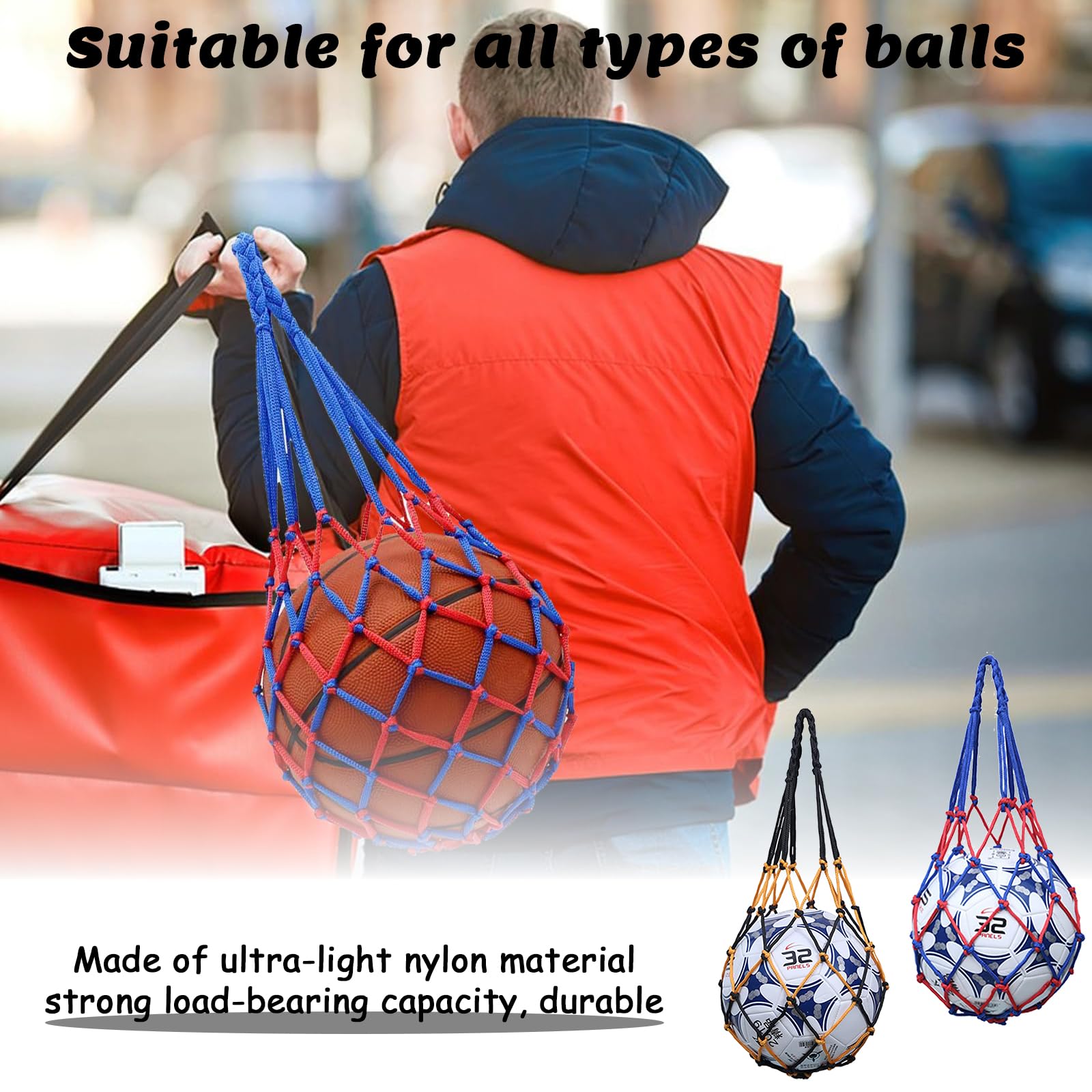 Bolsa para Balón Red para Balones de Fútbol con 2 Agujas Plateadas Inflables para Baloncesto Voleibol
