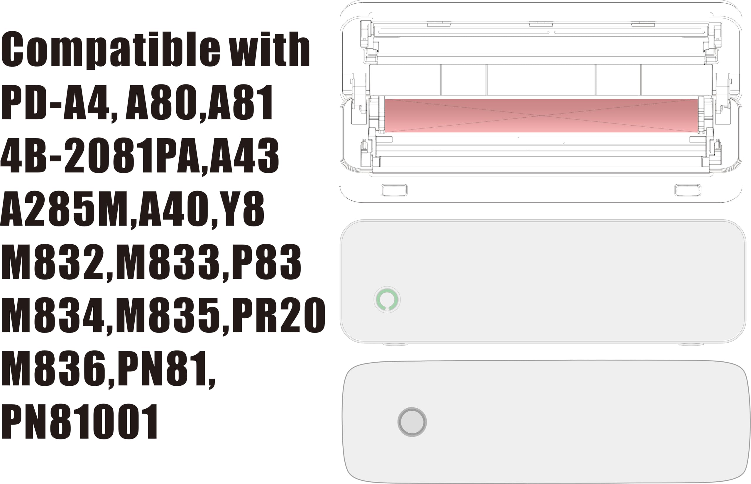 Rollos de papel térmico de 8.5 x 11 pulgadas, compatibles con Gloryang & JADENS PD-A4, papel de impresora térmica Phomemo M832 M834, papel de impresora sin tinta para Aixiqee A80 A81, 4 rollos