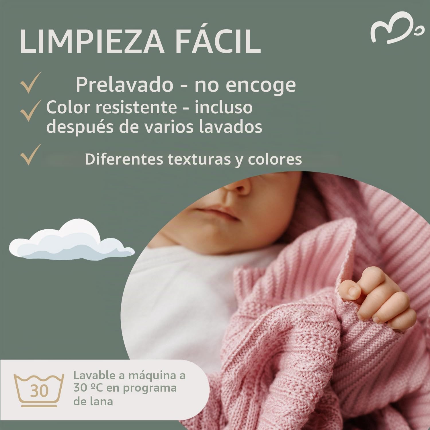 MIRARI Manta para Bebé de Lana de Merino 100% - 75 x 100 cm - Equipamiento Inicial para Recién Nacidos - Manta para Cochecito - Regalo