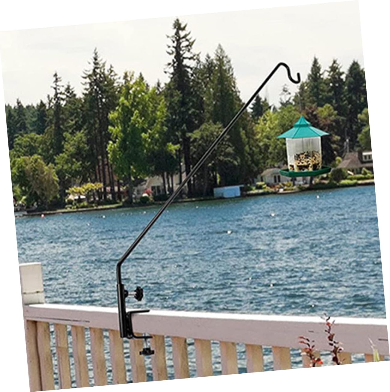 Yardwe Weatherproof Deck Hangers for Railing Bird Feeder Pole Heavy Duty Shepherd Hook Outdoor Flower Rack Plant Hanger