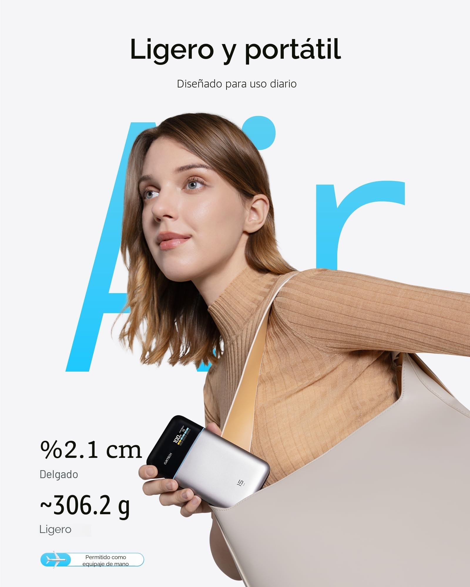 CUKTECH [CCC Certified] Power Bank 15000mAh 100W MAX Total, Batería Portátil con Pantalla TFT, Batería Externa Carga Rápida 3 Puertos para iPhone 17/16/15, Samsung, Xiaomi, MacBook Air, iPad, AirPods