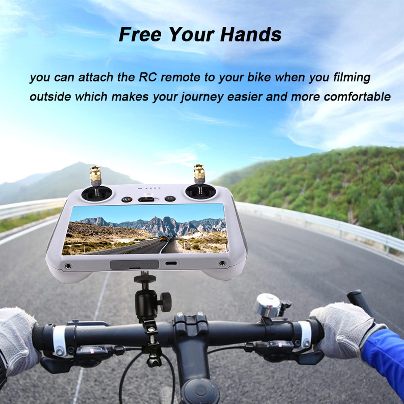 VOANZO Supporto Per Bici Per Telecomando DJI Mini 3 PRO / Mavic 3 Con Schermo, Attacco 1/4" E Per Action Cam