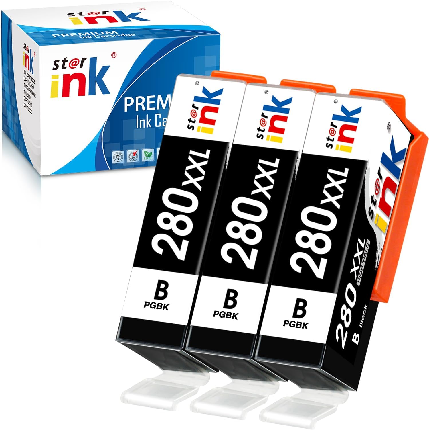 Starink Compatible Ink Cartridge for Canon PGI-280 PGI-280XXL PGBK Work for PIXMA TR7520 TR8520 TS6120 TS6220 TS8120 TS8220 TS9120 TS9520 TS9521C Printer (3 Pack)