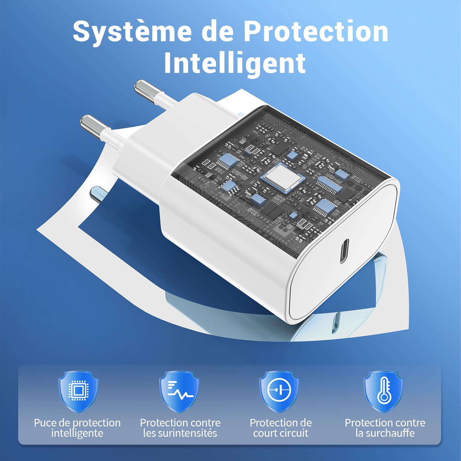 Chargeur Pour IPhone 15/16, Lot De 2 20W Chargeur Rapide Pour IPhone Avec 2m Câble