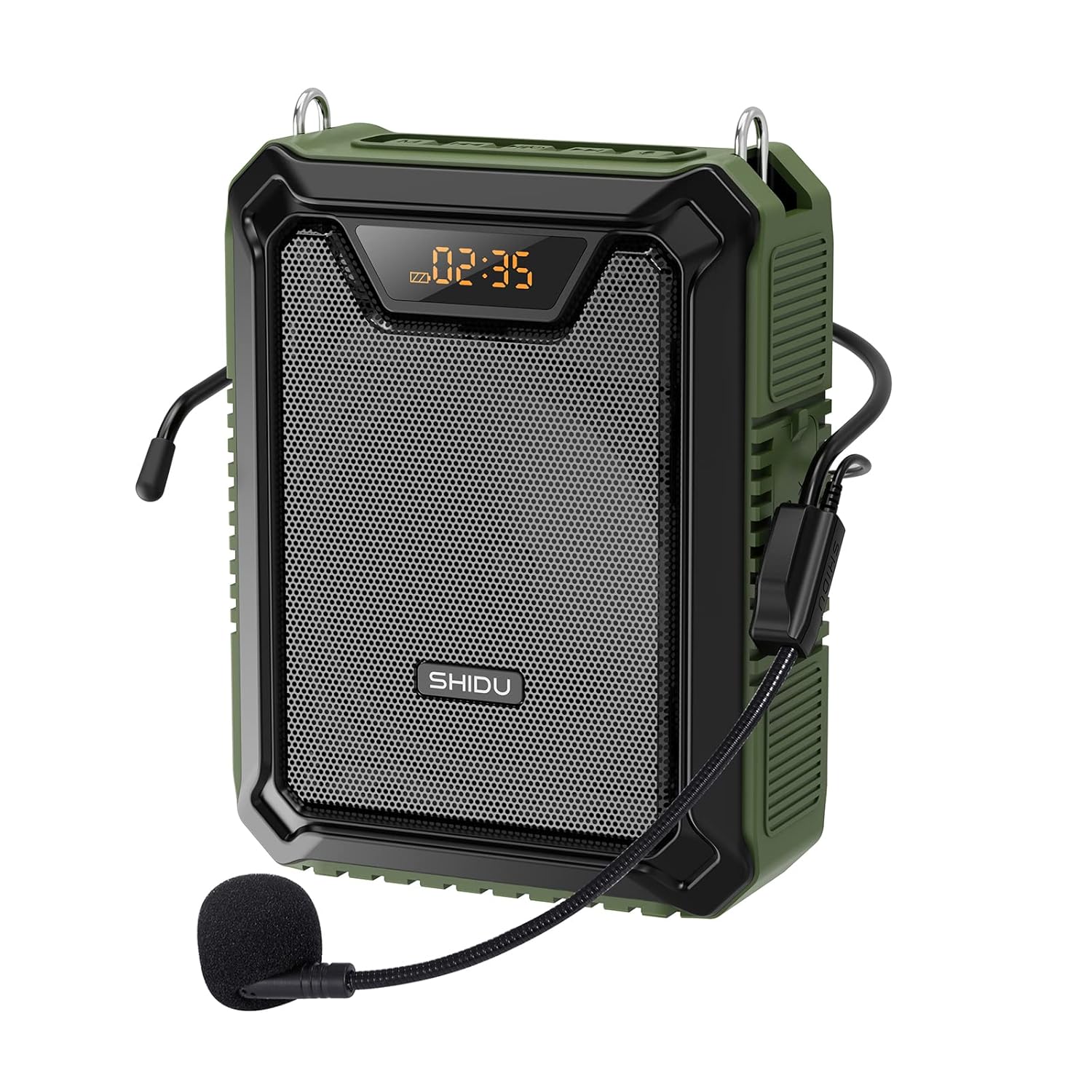SHIDU M808 Portable Voice Amplifier with Wired Mic IPX5 Waterproof 18W Loud Speaker 2500mAh Rechargeable Battery PA Systems Speaker Bluetooth Function for Teachers,Classroom, Meeting, Outdoors|Green
