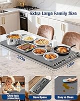 Vista 5 de Food Warming Mat Extra Large, Rapid Heating Electric Warming Tray with 9 Temp Setting and 6 Hours Timer,Foldable Warming Trays for Food, Portable
