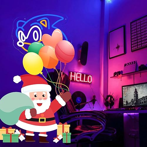 Miniatura 3 de Luces LED de neón de erizo, luces de neón para juegos USB, decoraciones de pared sónico: el mejor regalo de juego para adolescentes, decoraciones de