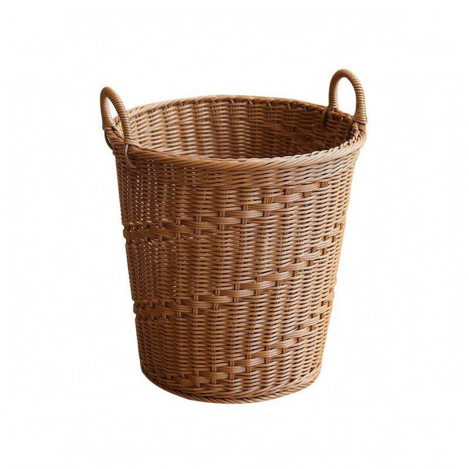 Panier à linge imitation rotin marron 40x40cm tressé main