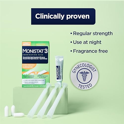 Miniatura 5 de Monistat 3 Tratamiento Vaginal Antifúngico 3 días de tratamiento, paquete combinado, 443005A2C, paquete combinación cura y picazón supositorios
