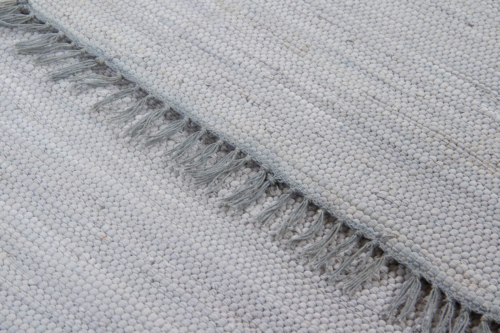 Tapis tacheté lavable - Plat - Tissé à la main - Durable - Avec franges - Couleur : gris ciel - Dimensions : 120 x 180 cm