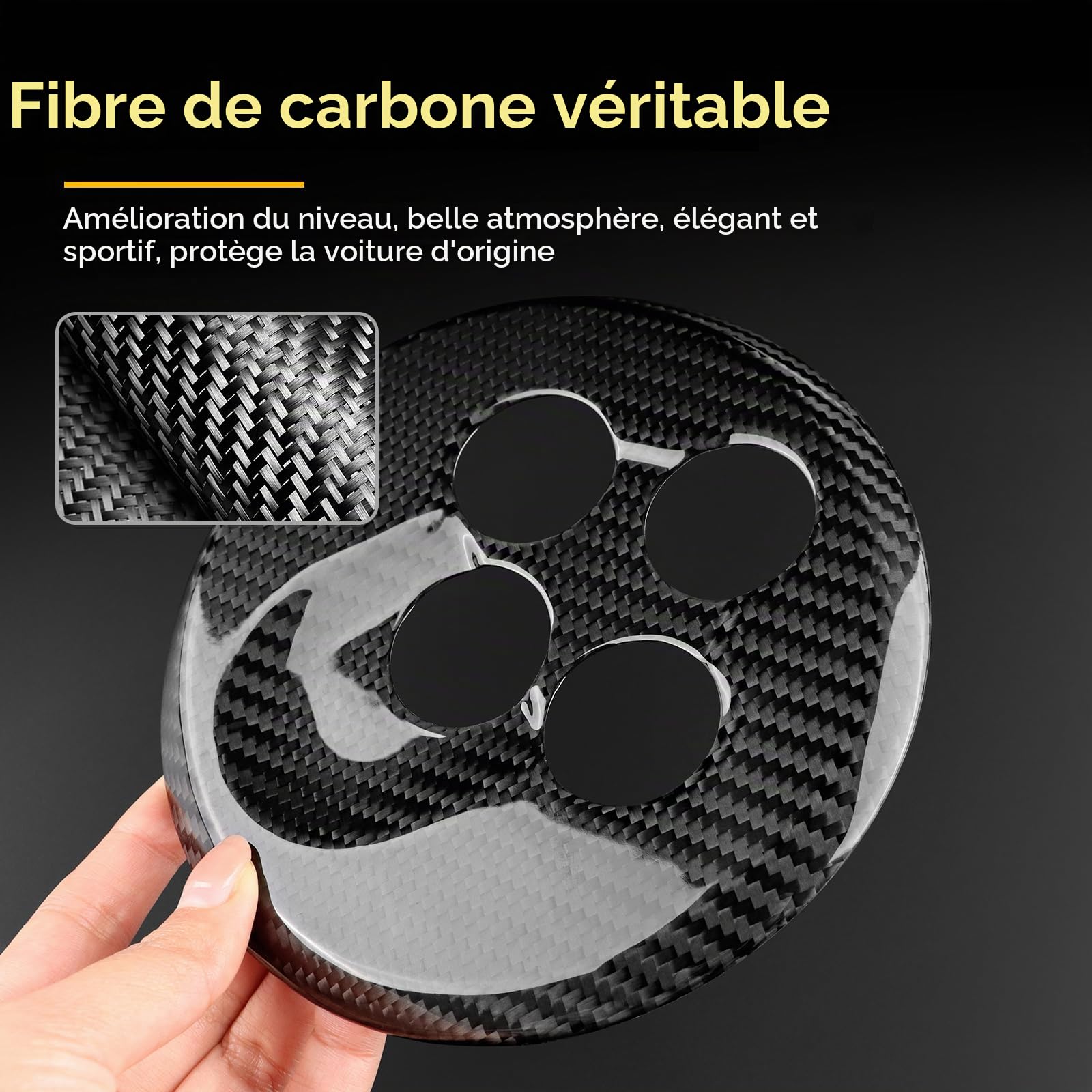 KUNGKIC Pour Fiat Abarth 595/695 Voiture Console Panneau de décoration Cadre intérieur en fibre de carbone Accessoires cadeau