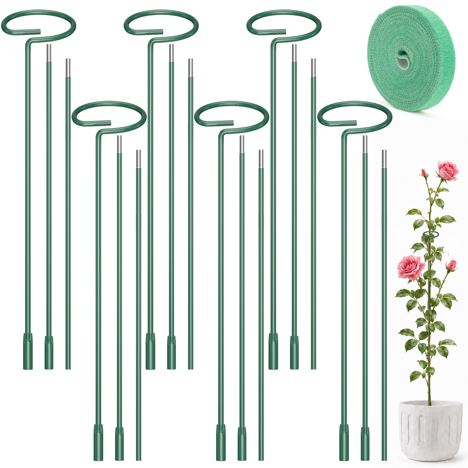 6 set di pali di supporto per piante, 30,5/63/91,4 cm, regolabili