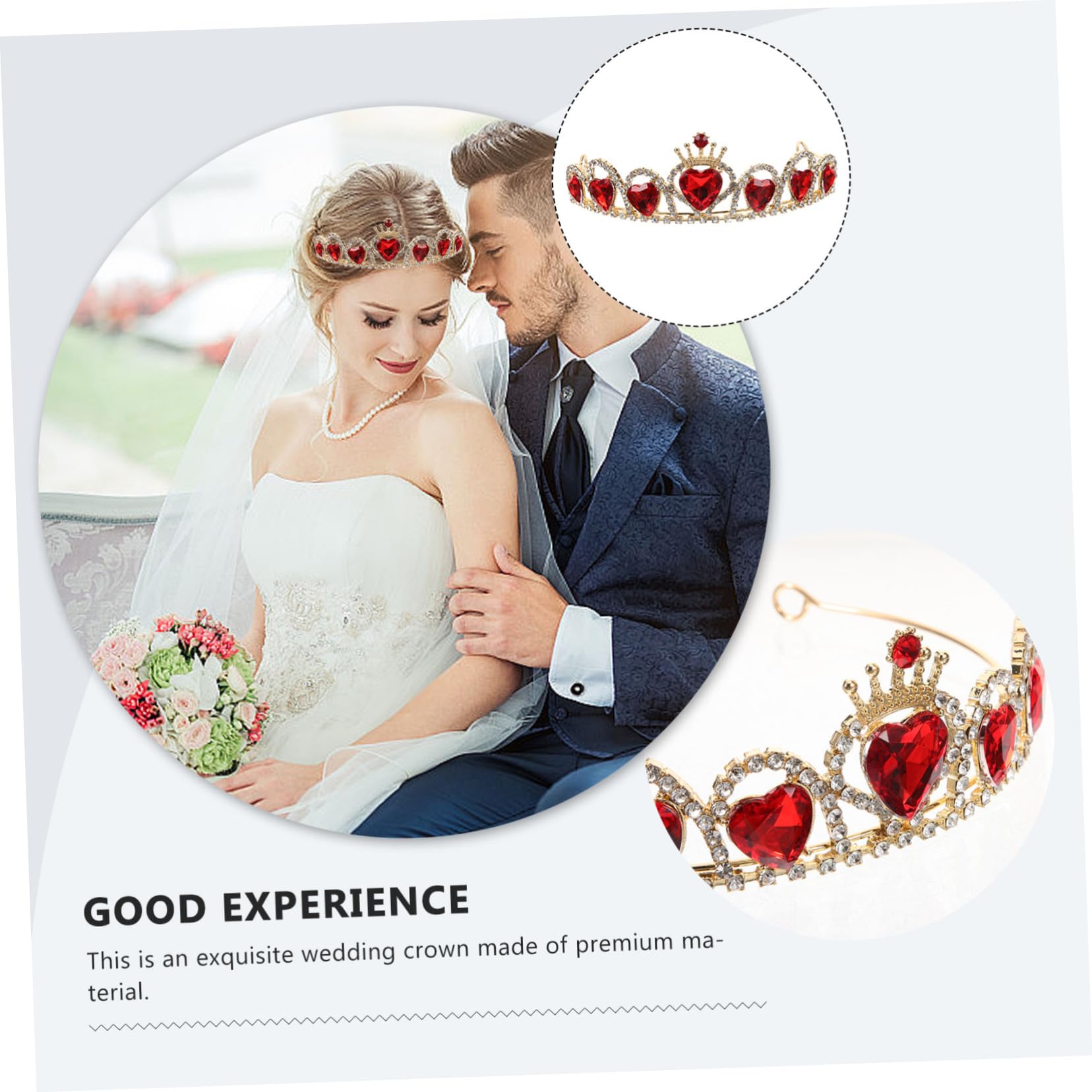 GALPADA Tiara de Boda Elegante en Cobre y Acrílico Rojo, Accesorio Delicado para Banquetes y Fiestas de Disfraces, Diadema Chic para Invitadas y Novias