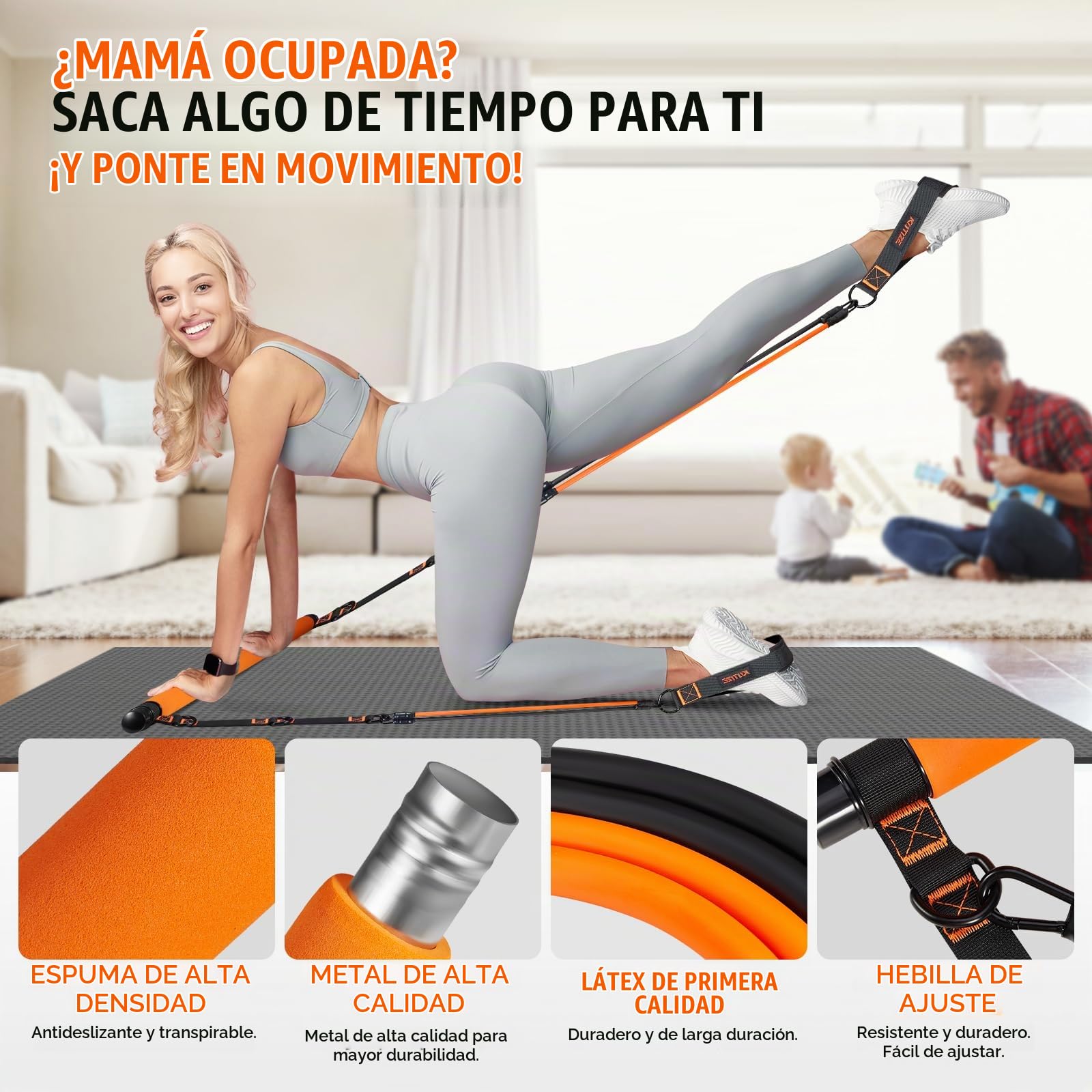KUTIZE Kit de barra de pilates con bandas de resistencia, equipo de pilates, barra de pilates multifuncional para mujeres y hombres, kit de pilates para cadera, espalda, brazo, entrenamientos de