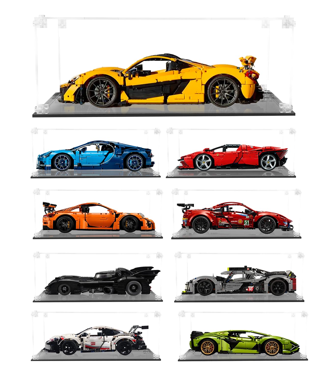 Acrylic Display Case for Lego Technic Car and 1:8 Model Car,Dust-Proof Display Box for Lego 42172,42096,42143,42156,42083,76139 etc,Size: 24.8x11.81x6.69in(NOT Included The Model)