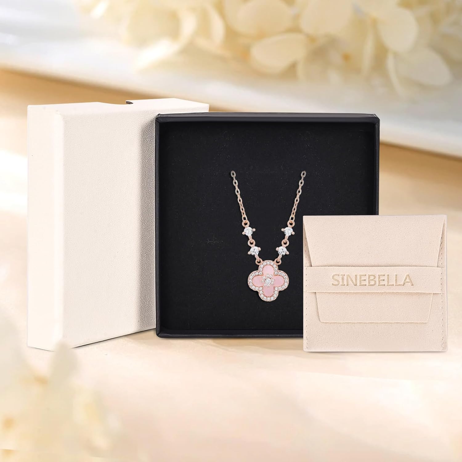 Women's 18K Gold Plated Clover Necklace with White Natural Shell - Four Leaf Lucky Charm Dainty Link Necklaces Jewelry for Women, Trendy Birthday/Mother's Day Gift - Image 7