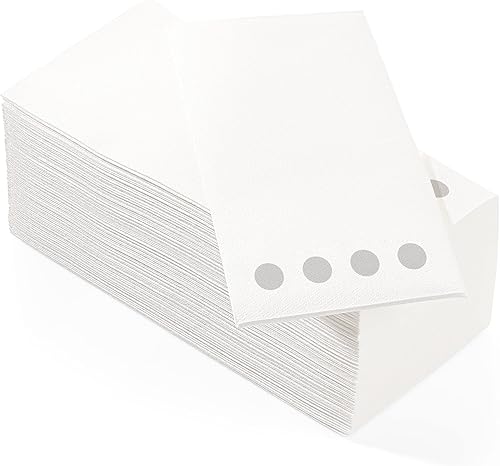 Miniatura 4 de Paquete de 100 toallas de mano de papel para invitados con sensación de lino, toallas de papel desechables súper absorbentes para baño, fiesta,