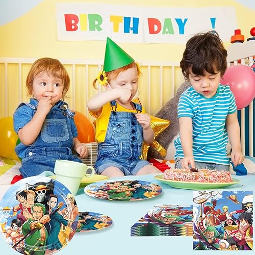 Miniatura 6 de Paquete de 40 suministros de fiesta de una pieza, servilletas de platos para suministros de fiesta de cumpleaños de una pieza, 20 platos, 20