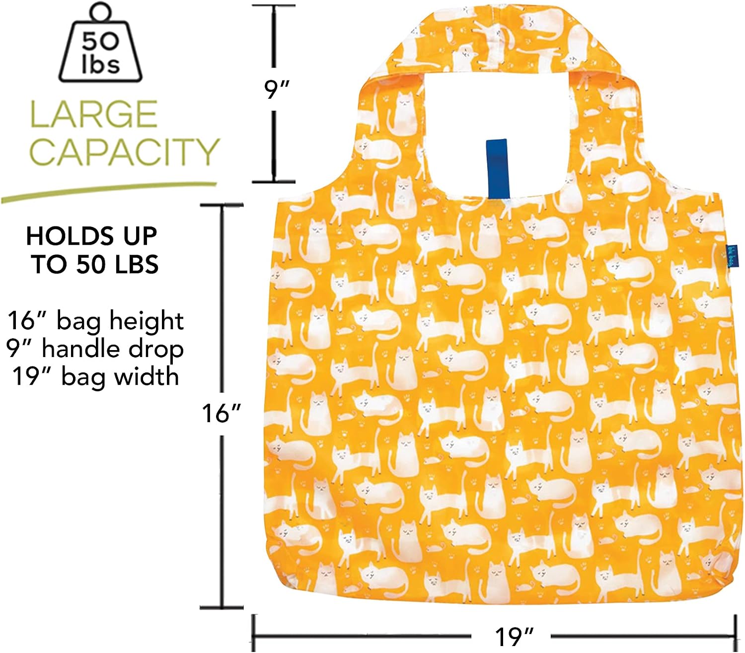 rockflowerpaper Reusable Grocery Bags - Washable, Foldable, Packable Tote, Large Handles, Heavy Duty, Zippered Top Pouch image 5