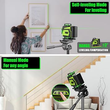 16 Line Laser Level 360 Self Leveling,4D 4x360 Green lazer Leveler Tool
