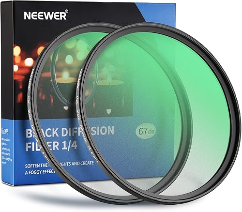 NEEWER Juego de 2 filtros de lente de difusión negra de 2.638 in, filtros de efecto cinematográfico de niebla de 14 y 18 con fundas de