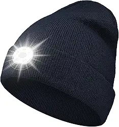 Gorro com luz, chapéu de LED recarregável tipo C, adequado para corrida, caminhada, caminhada e trabalho, melhores presentes para homens e mulheres, Cinza, tamanho �nico