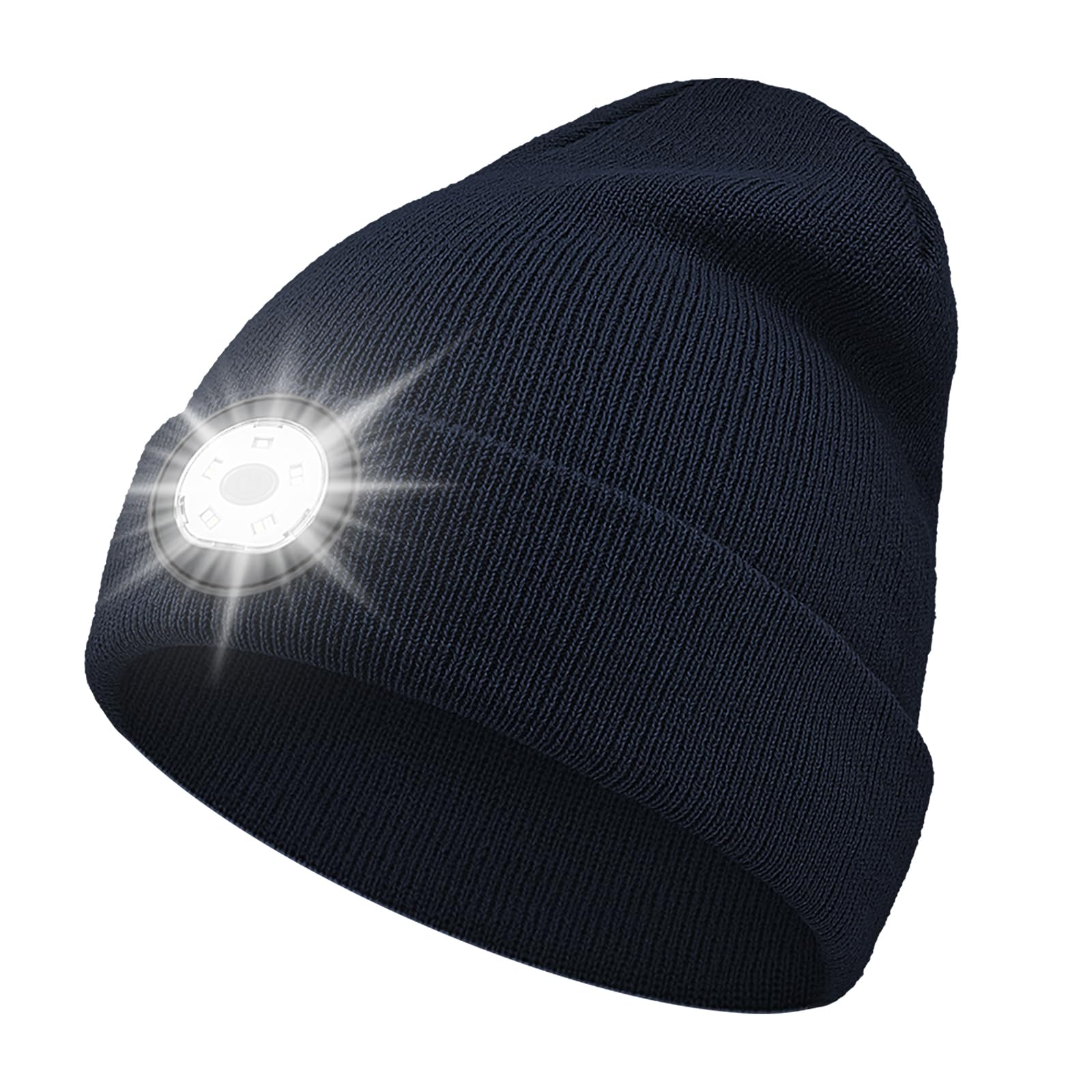 Unisex Beanie with Light, Hat with Light Built in USB Rechargeable Headlamp