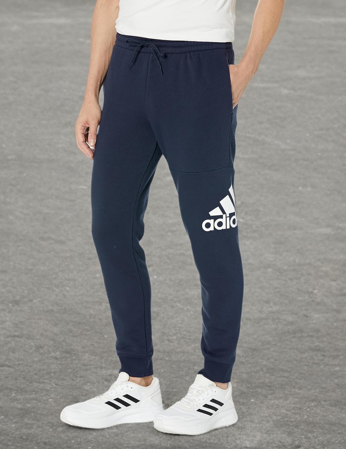 Adidas Mens Essentials Fleece Tapered Cuff Big Logo Pants - Image 3