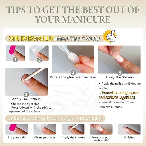 Miniatura 6 de 48 uñas postizas medianas a presión en forma de almendra, color blanco escarchado sólido, cobertura completa, uñas postizas de aguja para niñas,