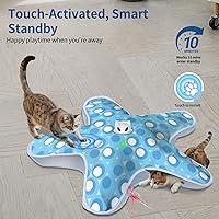 Vista 2 de Rechargeable Interactive Cat Toys, Automatic Cat Toy for Indoor Cats, Durable Hide and Seek Cat Toy with Moving Concealed Feathers, Touch Activated
