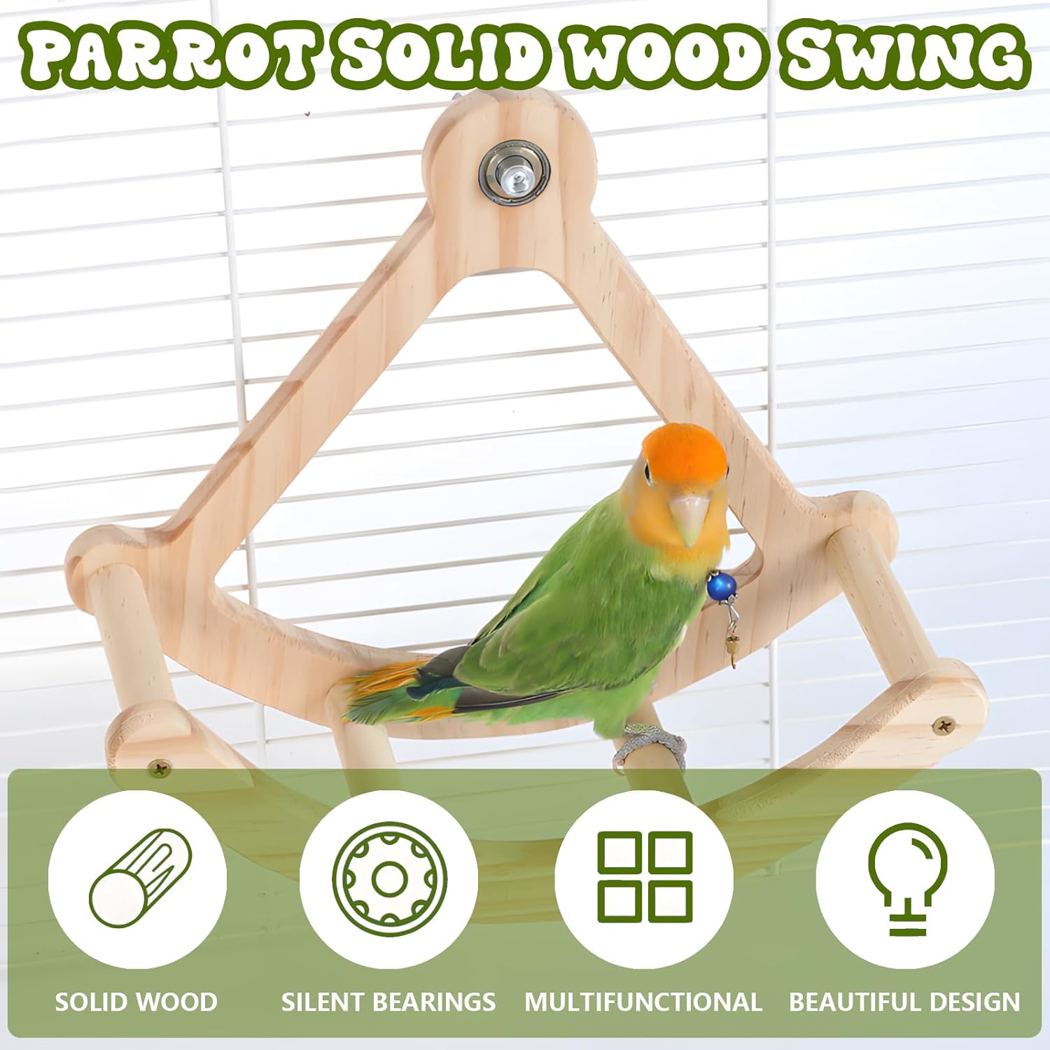 8 PCS Bird Perch Set is Suitable for Small to Medium-Sized Birds, Such as Cockatiels. It's a Cartoon-Style Bird Toy Set That Includes a Climbing Ladder and a Swing.