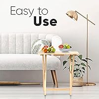 Vista 6 de PJ Wood Mesa rectangular plegable portátil para servir aperitivos, construcción de madera maciza con acabado natural (juego de 4 piezas)