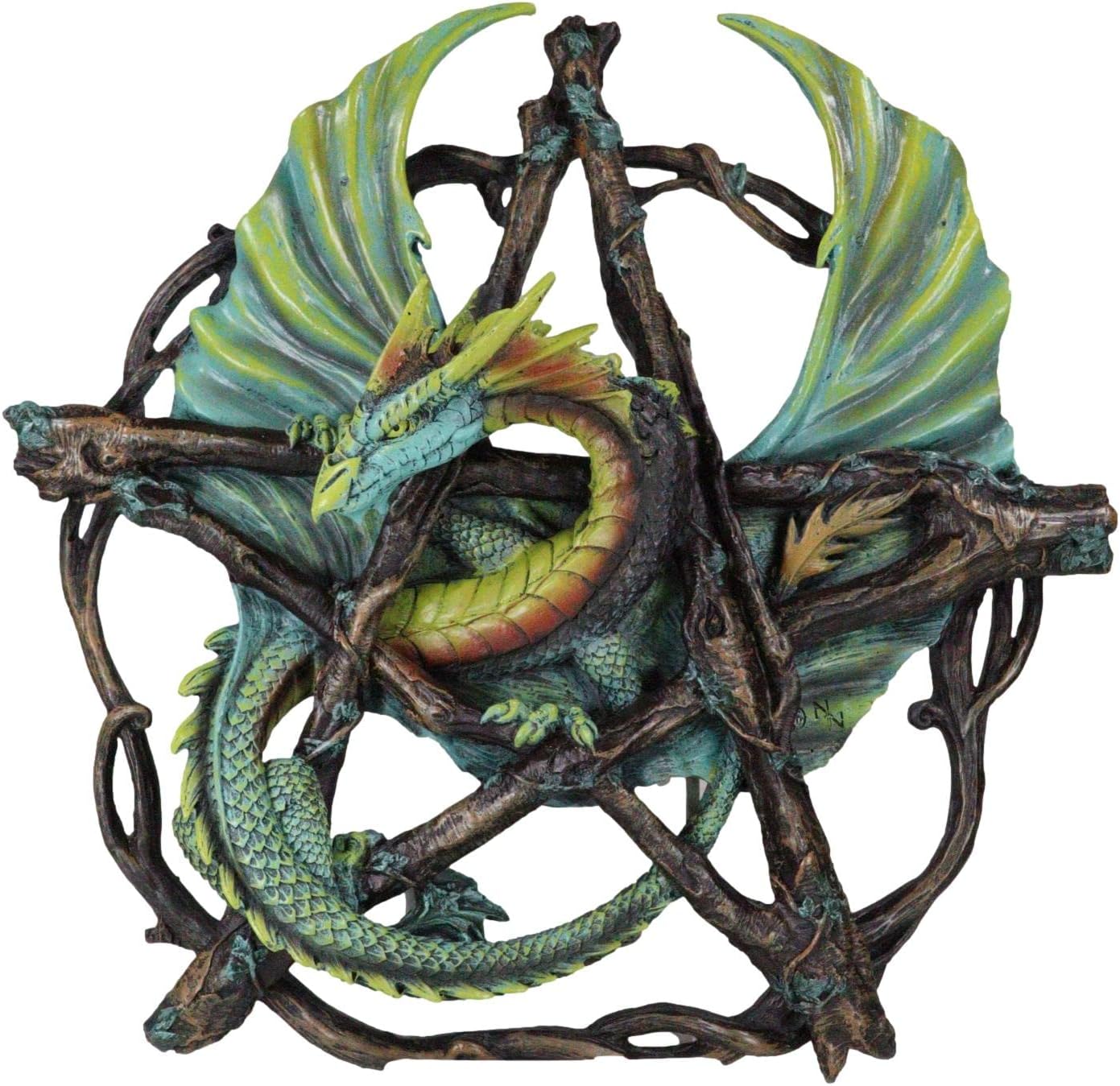 Ebros Gift Medieval Wicca Celtic Fantasy Large Forest Pentagram Woodland Vines Dragon Wall Decor Plaque Home Decor Dungeons And Dragons Pentacle Wall Art Sculptures