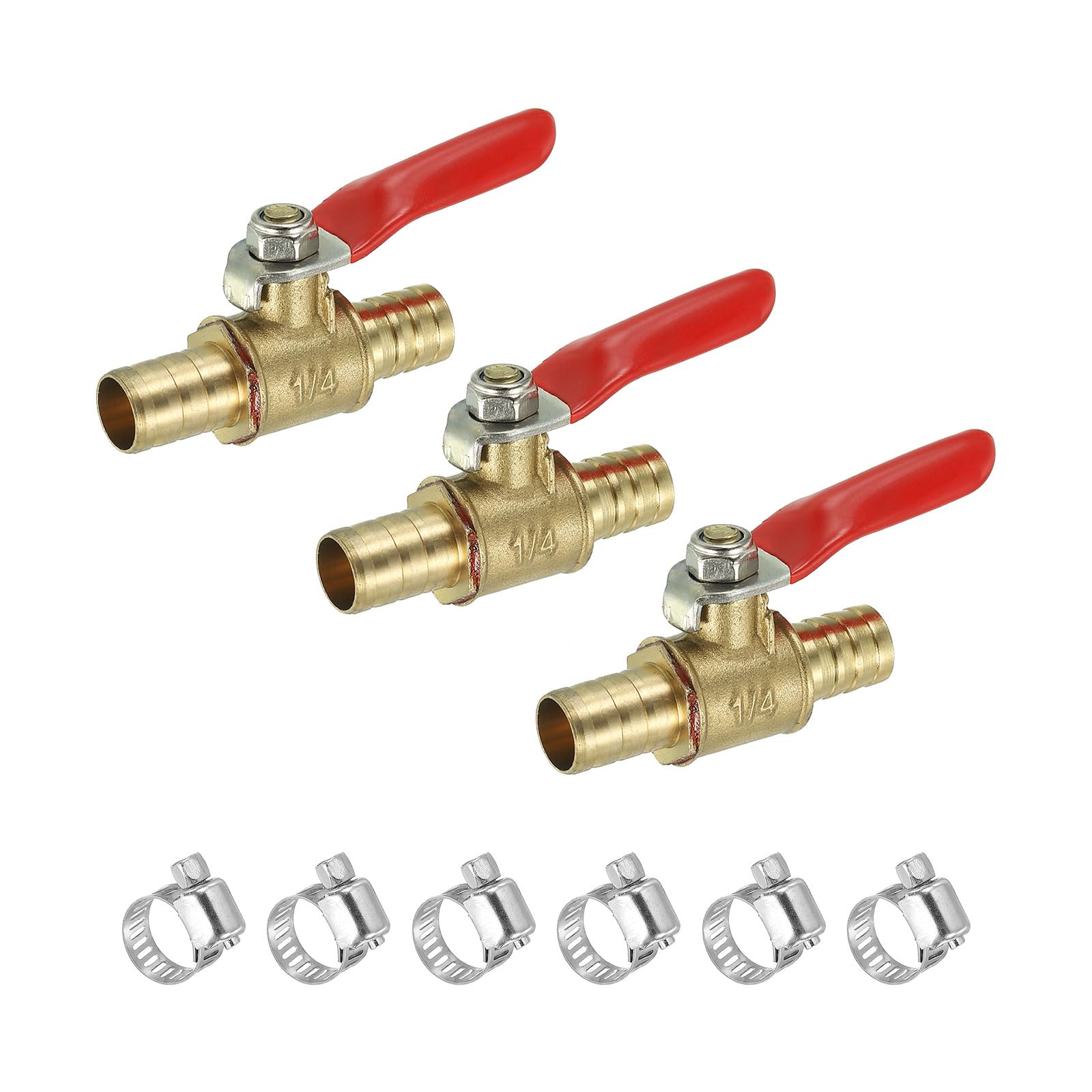 Mini válvula de bola de 3/8 pulgadas e interruptor de cierre de latón con abrazadera, 3 uds